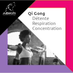 image avec logo en haut à gauche (loup stylisé) et comme texte Qi Gong détente, respiration, concentration